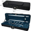 4/4 Full Size Violin Hard Case Square Shape with Built-in Hygrometer | Rectangular Lightweight Nylon Violin Carry Case with Handle | Sturdy Portable Violin Bag Dark Blue Black