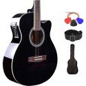 Kadence Frontier Series Electric Acoustic Guitar With 1 year Yamaha Company Warranty and Bag, String Set, 3 Picks, Belt, EQ Die Cast Keys Combo (Bag,strap,strings and 3 picks)