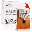 Kalimba 17 Keys Thumb Piano with Casing, Tune Hammer and Study Instruction