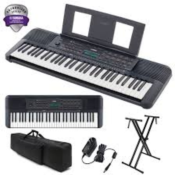 Yamaha PSR-E273 61-Key Portable Keyboard with Power Adapter, Padded Bag, Stand 1 year warranty