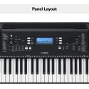 Yamaha PSRE373 Keyboard with Padded Case, Double X Stand, Power Adapter, Book Rest - 61-Key Touch Sensitive Portable Keyboard