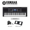 Yamaha PSRE373 Keyboard with Padded Case, Double X Stand, Power Adapter, Book Rest - 61-Key Touch Sensitive Portable Keyboard