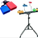 Jam Block Dual mounted bell Musical Percussion Instrument Plastic Latin Drum Instrument Dual Mounted Bell (Red-Yellow) drum and percussion
