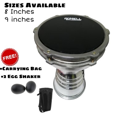 9'' Darbuka with Bag and 2 Egg Shakers/ Chal - 1 Year Warranty — 9'' Aluminium Darbuka Tunable All-Weather Synthetic Head, Darbak Fine Tuned Darbag Doumbek Congo Bongo Kongo Drum Percussion instrument