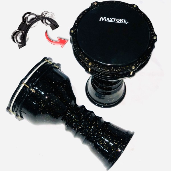 9 Inch Painted Body Darbuka with Chal Maxtone Aluminium 2 Years warranty Darbuka - Tunable All-Weather Synthetic Head Darbak Fine Tuned Darbag Doumbek Congo Bongo 9''
