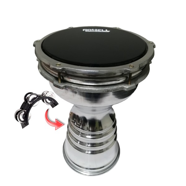 9 Inch Darbuka with Chal Maxtone Aluminium 2 Years warranty Darbuka - Tunable All-Weather Synthetic Head Darbak Fine Tuned Darbag Doumbek Congo Bongo 9''