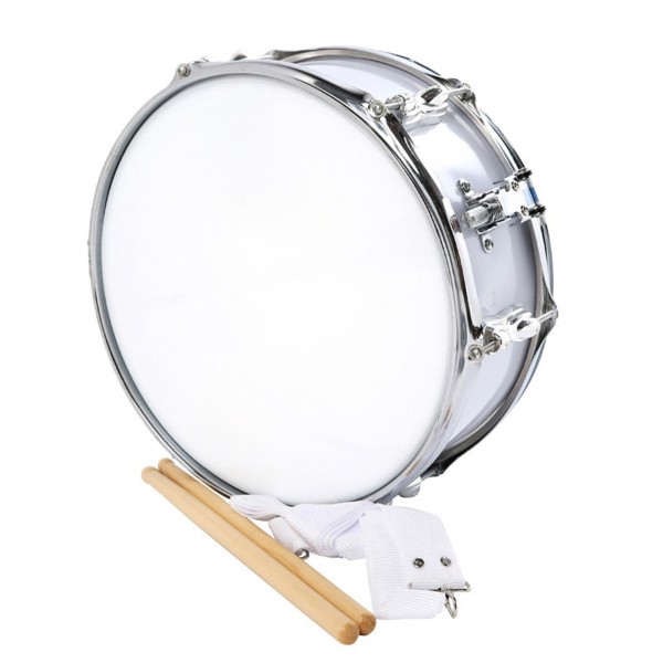 14 Inch Snare Drum Silver Stainless Steel Marching Drum Set Percussion Instrument with Strap Drum Sticks Accessories