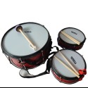 1pc 16'' Bass Drum, 2pcs10'' Side drum - with Drum Stick Pair, Belt, Beater - Red 