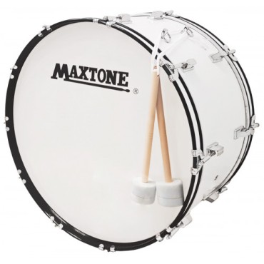 16'' 20'' 24'' Maxtone Taiwan Silver Marching Bass Drum with Straps, 2 Beater Made in TAIWAN