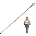 Drum Major Mace with Stick Bag Lion & Crown - Pakistan Head Brass head with gold plated Lion 