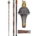 Drum Major Mace with Stick Bag Lion & Crown - Pakistan Head Brass head with gold plated Lion 