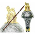 Drum Major Mace with Stick Bag Lion & Crown - Pakistan Head Brass head with gold plated Lion 