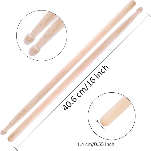 16" Drum Sticks Generic Professional Halmilla Wood Drumsticks for Drum Set – Lightweight 16 Inches Length Wooden Drum Stick Pair for Practice, Studio & Live Performance Drumsticks Stick For Drum Set Lightweight16 inches length drum set drum stick