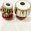 Indian Kulkata Tabla Drum, Deluxe Steel Bayan 2 KG, Chrome Finish, Sheesham Wood Dayan, Hand Made Drum Skin, Leather Straps to Tune, Tuning Hammer, & Pegs, Gig Bag, Cushion & Cover, Best For Student & Beginner  (Dayan - 13 cm, Bayan - 24 cm)