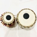 Indian Kulkata Tabla Drum, Deluxe Steel Bayan 2 KG, Chrome Finish, Sheesham Wood Dayan, Hand Made Drum Skin, Leather Straps to Tune, Tuning Hammer, & Pegs, Gig Bag, Cushion & Cover, Best For Student & Beginner  (Dayan - 13 cm, Bayan - 24 cm)