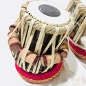 Indian Kulkata Tabla Drum, Deluxe Steel Bayan 2 KG, Chrome Finish, Sheesham Wood Dayan, Hand Made Drum Skin, Leather Straps to Tune, Tuning Hammer, & Pegs, Gig Bag, Cushion & Cover, Best For Student & Beginner  (Dayan - 13 cm, Bayan - 24 cm)