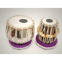 Indian Kulkata Tabla Drum, Deluxe Steel Bayan 2 KG, Chrome Finish, Sheesham Wood Dayan, Hand Made Drum Skin, Leather Straps to Tune, Tuning Hammer, & Pegs, Gig Bag, Cushion & Cover, Best For Student & Beginner  (Dayan - 13 cm, Bayan - 24 cm)