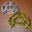Kids Double Row Tambourine 6''x5'' Half Moon Metal - Silver Gold Musical Jingles Hand Held 6 Inch Double Row Tambourine, Metal Hand Held Percussion with Ergonomic Handle, marching band school band Half Moon Tambourine for Gift, KTV, Party, 2 Colors