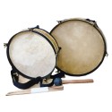 Brass Kawadi band set 15'' Bass Drum, 12'' Side Drum Pittala with Belts, Drum Beater and sticks kavadi band drum set