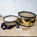 Brass Kawadi band set 15'' Bass Drum, 12'' Side Drum Pittala with Belts, Drum Beater and sticks kavadi band drum set