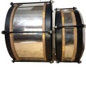 Galvanized Body Kawadi Band Drum Set – 15" Bass Drum & 12" Side Drum with Belts, Drum Beater & Drumsticks | Silver