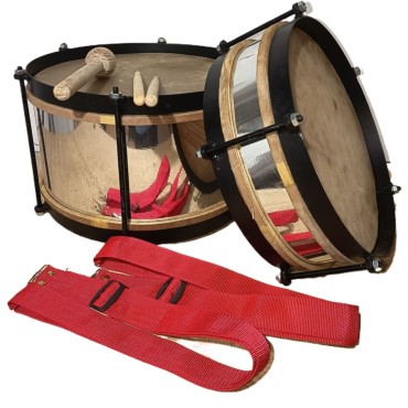 Galvanized Body Kawadi Band Drum Set – 15" Bass Drum & 12" Side Drum with Belts, Drum Beater & Drumsticks | Silver