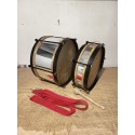 Galvanized Body Kawadi Band Drum Set – 15" Bass Drum & 12" Side Drum with Belts, Drum Beater & Drumsticks | Silver