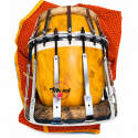 Traditional Thavil Drum with Wooden Body, Natural Drum Heads, Chrome-Plated Metal Tension Hardware, Adjustable Tuning Rods, Traditional Red Padded Cloth Cushion, Yellow Gold Finish, South Indian Tamil Temple Music, Cultural Festivals
