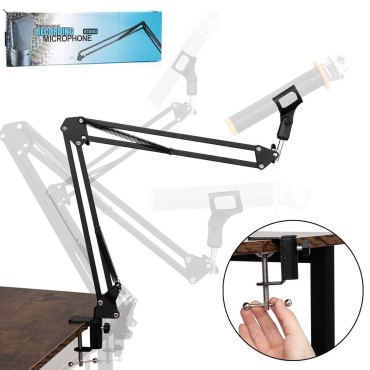 Professional Recording Microphone Stand Suspension Scissor Arm For Dynamic and Condenser Mic (Black)