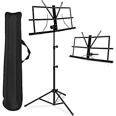 Music Stand / Adjustable Notation Stand - 2 in 1 Dual-Use Desktop Book Stand Folding Music Holder with Carrying Bag