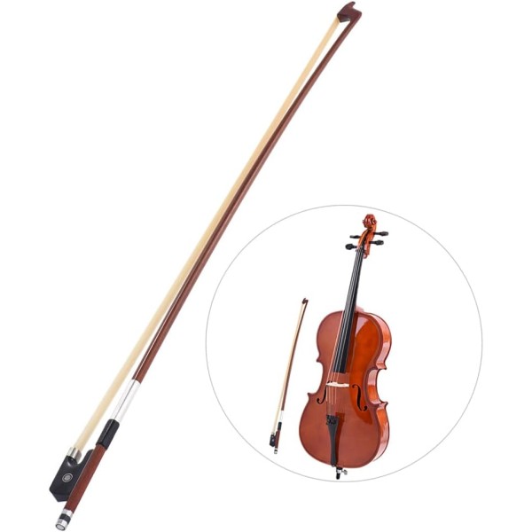 Cello Bow Well-Balanced Octagonal Brazilwood 4/4 Cello Bow Horsehair Round Stick Ebony Frog Ebony Frog | Octagonal Silver Mount | Well Balanced | Light Weight | Mongolian Horse Hair