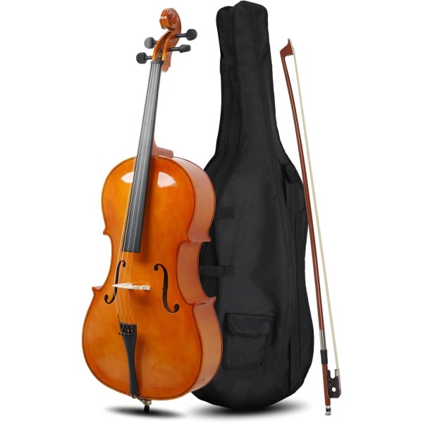 Lark Full-Size Cello, Beginner Cello 4/4, Acoustic Cello Kit with Portable Bag, Bow, Bridge, Rosin