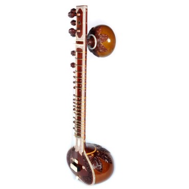 Tarafdar Sitar with Padded Case Nanda kolkata Double gourd Professional of 13 taraf strings Brown Wooden Sitar