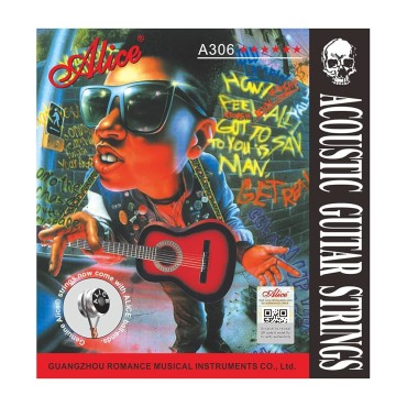 Alice A306-XL Acoustic Guitar String Set Hot Selling .010- .047 Extra Light Acoustic Guitar Strings High Quality Guitar Chords Phosphor Bronze Stainless Steel Plain String, Silver-Plated Copper Alloy Winding, Anti-Rust Coating