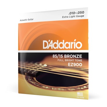 D'Addario EZ900 American Made 85/15 Bronze Acoustic Guitar Strings, Extra Light, 10-50