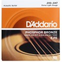 D'Addario EJ15 Phosphor Bronze Acoustic Guitar Strings - .010-.047 Extra Light Acoustic Guitar Strings Set USA made Daddario box guitar string set musical instrument