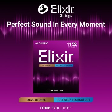 Elixir 11052 Strings 80/20 Phosphor Bronze Acoustic Guitar Strings