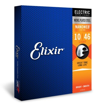 Elixir Strings Electric Guitar Strings w NANOWEB Coating, Light (.010-.046)