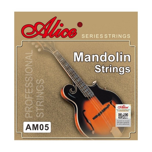 Alice Mandolin Strings full set 0.010/0.034 inch Plated Steel 85/15 Bronze wound Alice Alice AM05 Mandolin separate Strings Loose, Loop End, E-A-D-G x2, 0.011/0.015/ 0.026/ 0.040inch