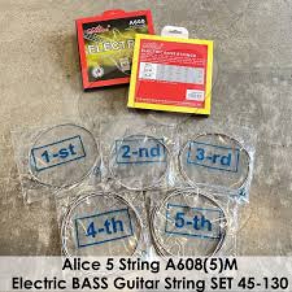 Alice A608(5) Medium Electric bass guitar 5-String set and 1st 2nd 3rd 4th 5th Nickel Alloy Electric BASS Guitar String SET (45-130) bass guitar string set 4 strings and separate strings