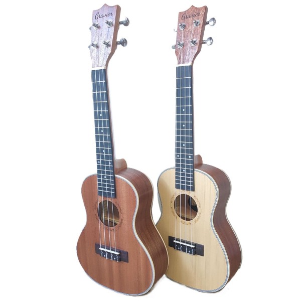 Gravier Concert Ukulele with bag - 24 Inch Brown, Natural wood Colour Professional Musical Instrument Ukelele With Bag for Adults/ Kids 04 Strings Nylon Premium Mahogany travel guitar mini guitar