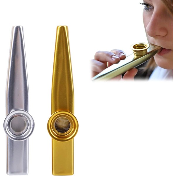 1 PC Kazoo Metal Kazoo Instrument Golden,Aluminum Alloy Kazoos, Musical Instruments, Metal Kazoo Musical Instrument, Musical Instruments for Kids Gift Instrumental Accompaniment wind instrument kandy musical hub