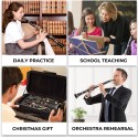 Lark Brand Bb Clarinet B Flat – Beginner Student 17 Nickel Keys Clarinet with Nickel-Plated Keys for School Band & Orchestra, Adults & Kids, Complete Set with Hard Case, Stand, Cleaning Kit, Barrels, Gloves, Strap, Pads & Reeds