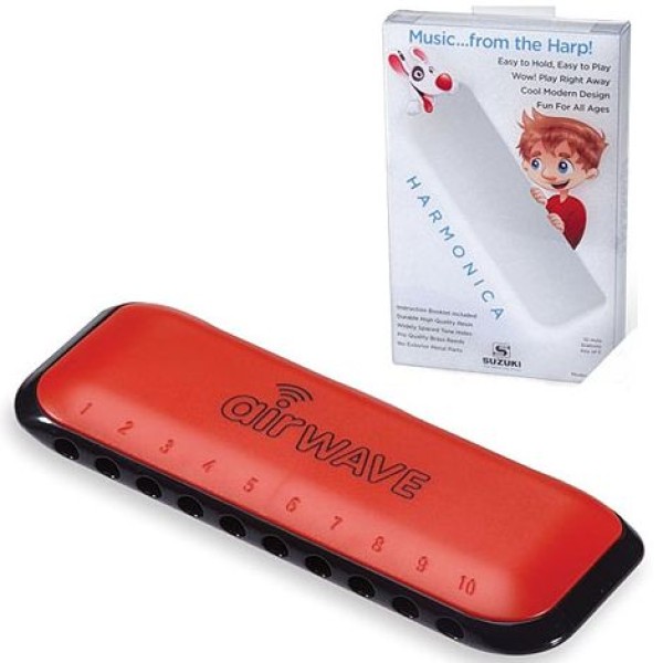 Suzuki Airwave Harmonica Key C | 10 Hole Mouth Organ with Instruction Booklet | Beginner Friendly Harmonica for Kids & Adults | Breath In & Out Diatonic Harmonica | Colourful Suzuki Harmonica with 1 Year Warranty