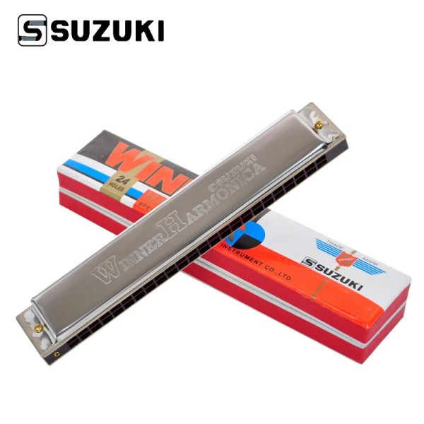 Suzuki Winner Harmonica 16/20/24 Holes Key of C with Safety Box | Mouth Organ for Beginners & Students | Portable Metal Reed Harmonica for Practice Stage Performance Musical Instrument