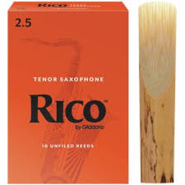 1 PC D’Addario Woodwinds - 2.5 Rico Tenor Sax Reeds - Tenor Saxophone Reeds - Tenor Reeds Crafted for Beginners, Students, Educators - Strength 2.5