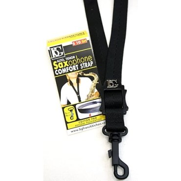 BG S10SH Alto/ Tenor Saxophone Comfort Strap with Snap Hook Unisex Black