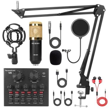 8Pcs set V8 Sound Card Professionel Microphone Studio Mic Condensador studio bundle BM-800