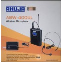 Ahuja ABW-400UL UHF Wireless MICROPHONE Original 1 year warranty Headset mic for lecturers Compact receiver for direct fit on amplifier Bodypack with Tie- Clip as well as Neck- Band Microphone