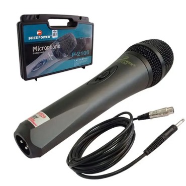 Freepower P 2100 Handheld Microphone with Hard Case and 4 Meter Cable Durable Best quality Professional Dynamic Wired Microphone Sri Lanka Handheld Mic – Freepower P-2100 kandy musical hub proffessional mic P2100 2100